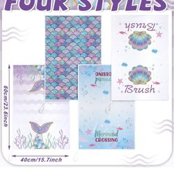Brand New! 4 Pack Mermaid Microfiber Hand Towels 