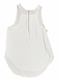 White Sleeveless Blouse with front Zipper