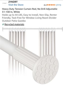 Heavy Duty Tension Curtain Rod, No Drill Adjustable 51-148 In