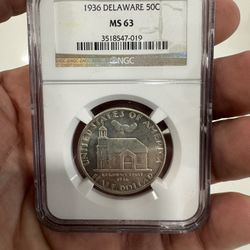 1936 Delaware 50c Ms63 NGC 