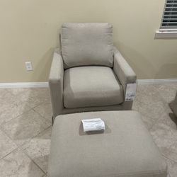 New Linen Chair And Ottoman LA Z Boy