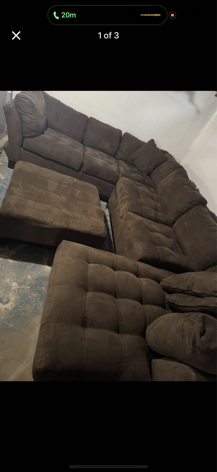 Large Brown Sectional Couch With Ottoman 