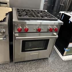 Stainless Steel Wolf 30 Inch Gas Range 4 Burners Stove