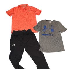 Under Armour Kids Bundle Polo, T-Shirt, Track pants Lot of 3 Youth 10-12 Boys