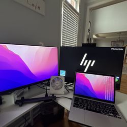 Dual 24” HP Monitors with Wireless Keyboard & Mouse