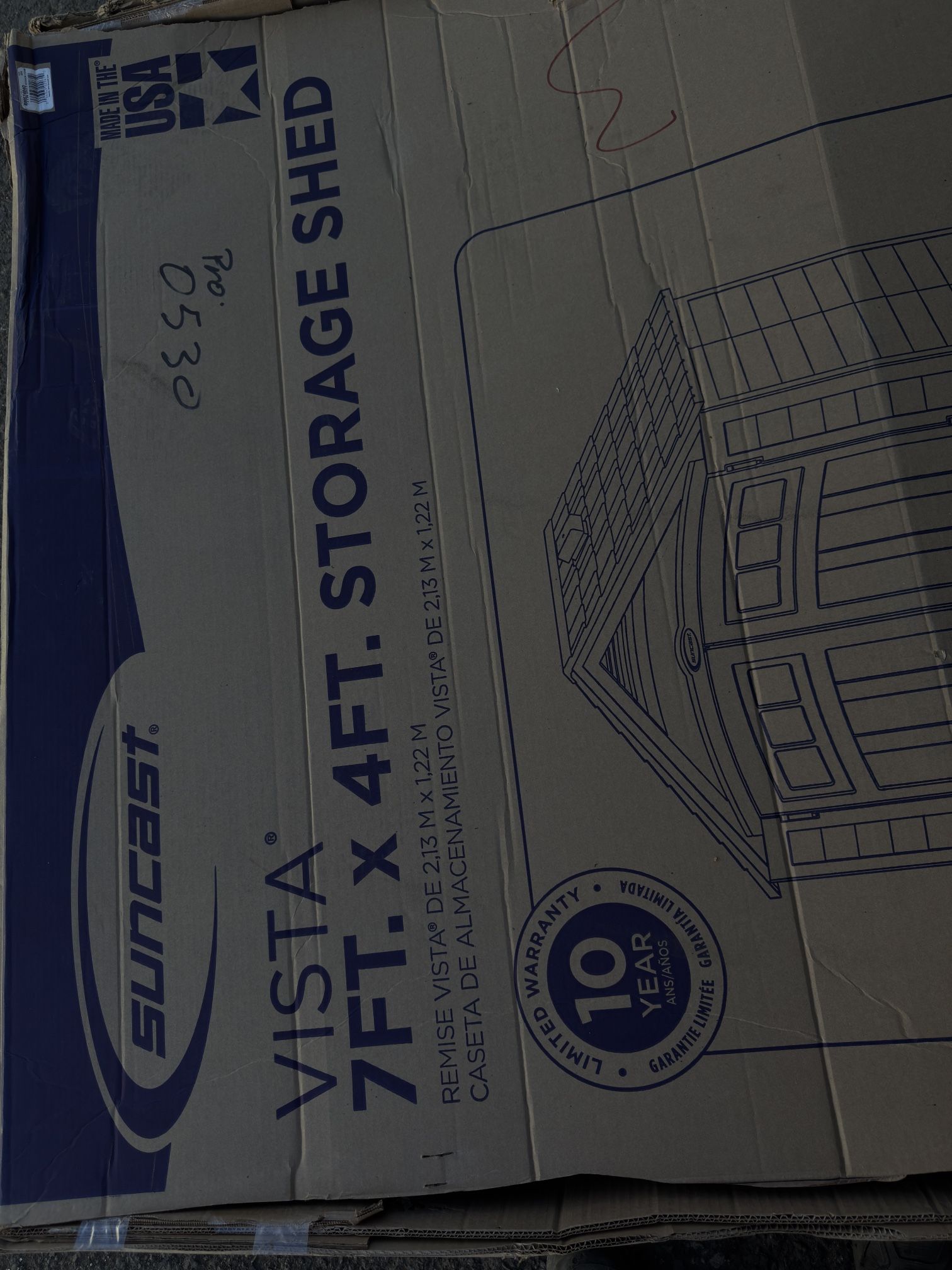 Suncast Vista 7 ft. x 4 ft. Resin Standard Modern Storage Shed with Floor Kit