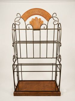 Wrought Iron and Wood Baker's Rack