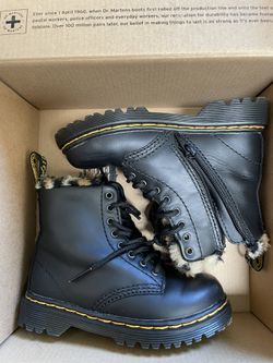 Dr. Martens Serena Leopard Faux Fur toddler Boots