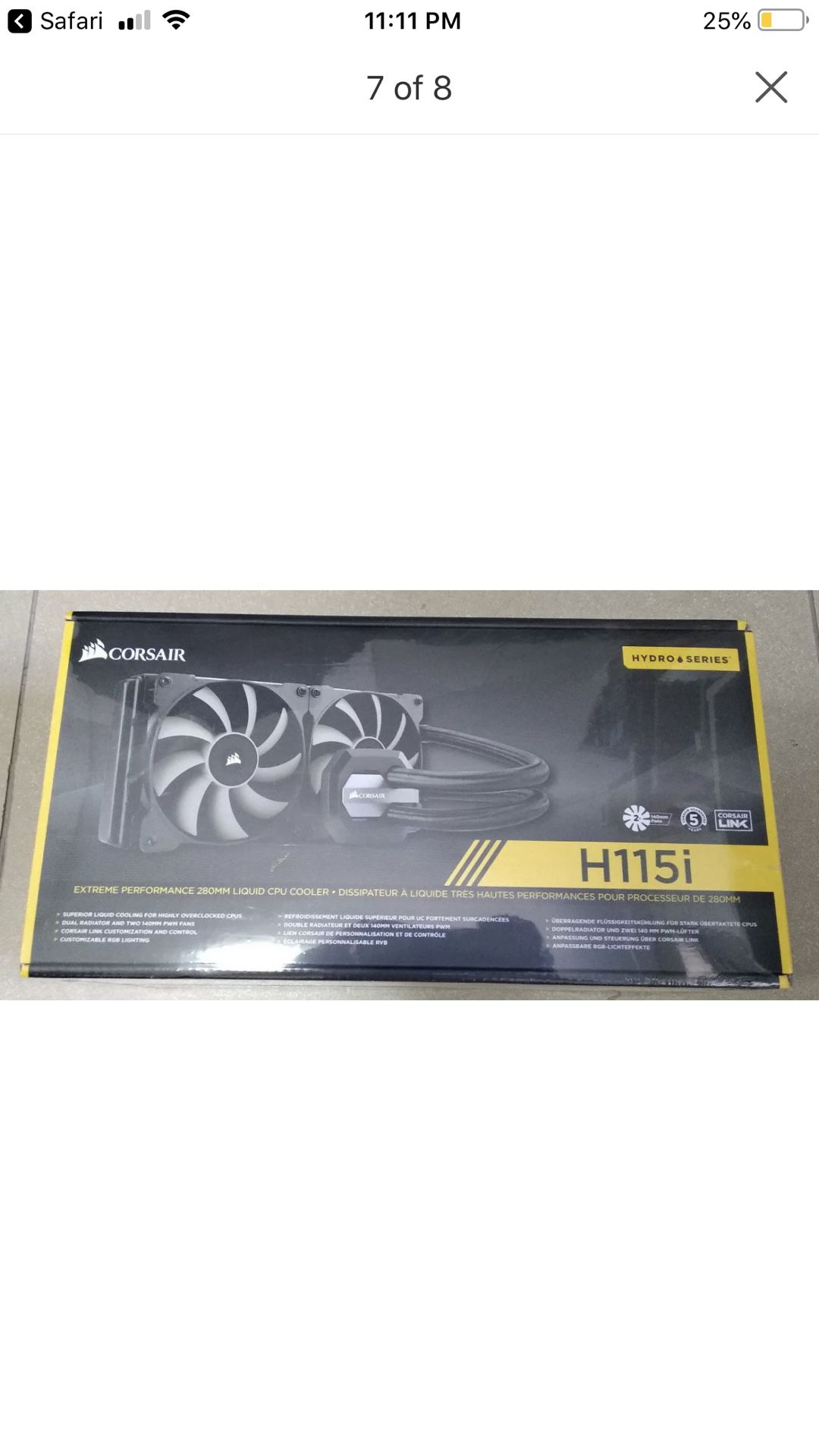 Computer cooling system. H115i BRAND NEW WITH PLASTIC