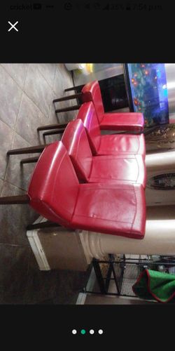 4 Dark Red Chairs Made Of Leather