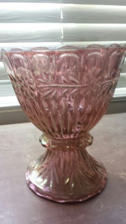 Glass Candle Holder ( carnival glass finish)