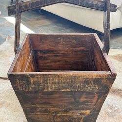 Antique Chinese wooden rice or grain bucket