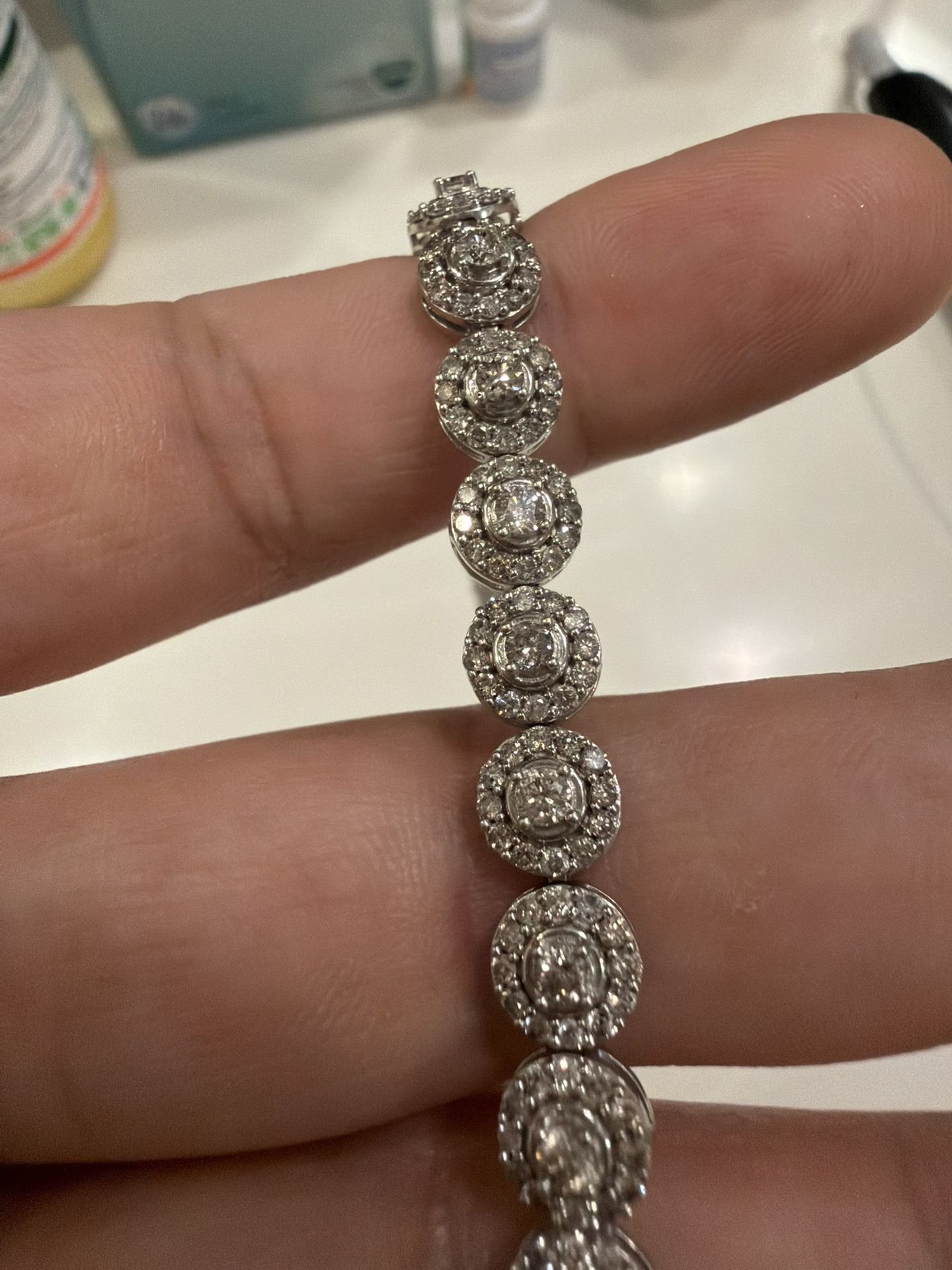 Jewelry 14k White Gold Diamond Bracelet