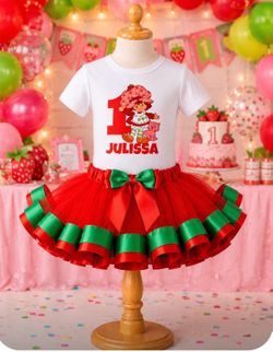 Custom Strawberry Shortcake  Birthday Tutu Outfit