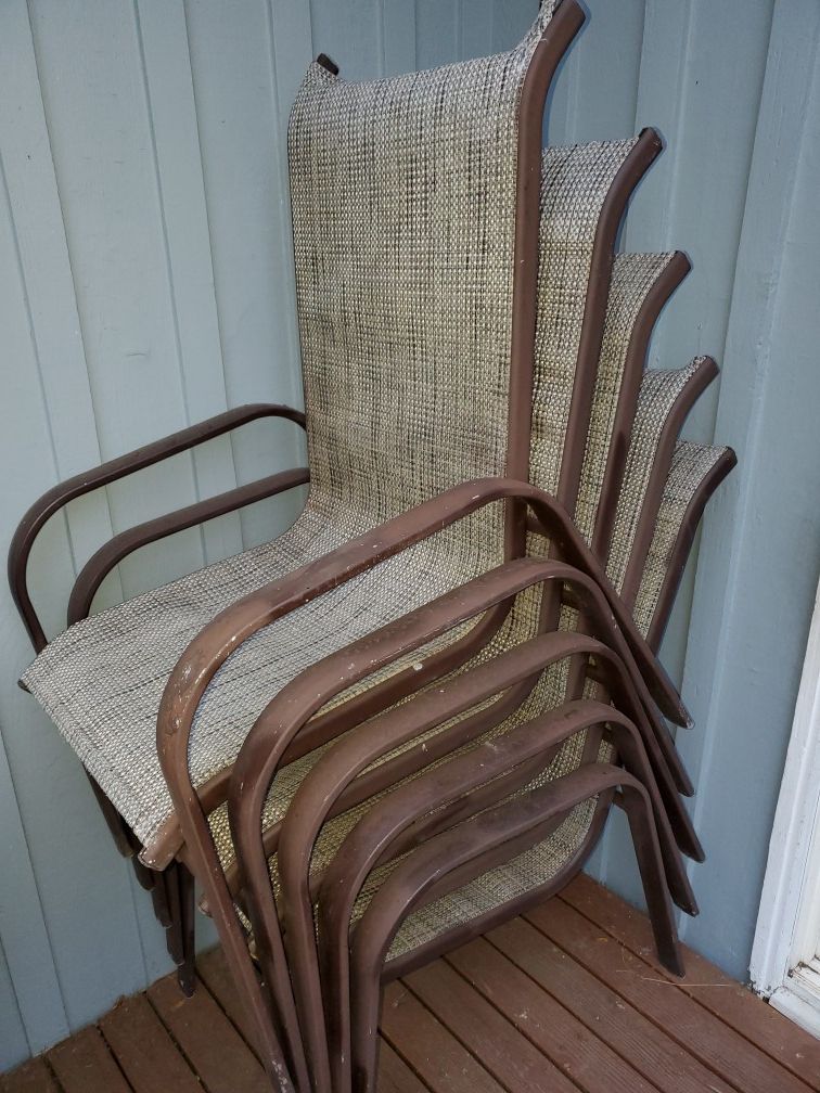 Metal and fabric deck chairs