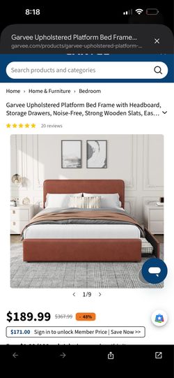 Garvee Upholstered Platform Bed Frame with Headboard and Storage Drawers
