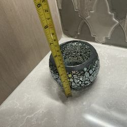 Small Blue Glass Plant /Candle Holder