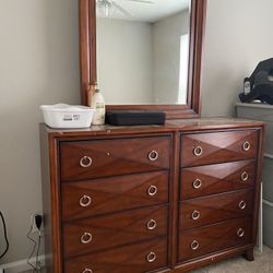 Hard Wood Dresser With Mirror