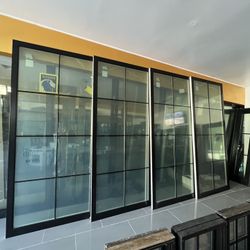 Black Multi Sliding Glass Doors 200”x121”