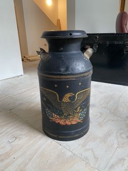 Vintage Milk Can With American Eagle Print