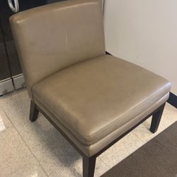 Two(2) West Elm Authentic Leather Taupe Chairs