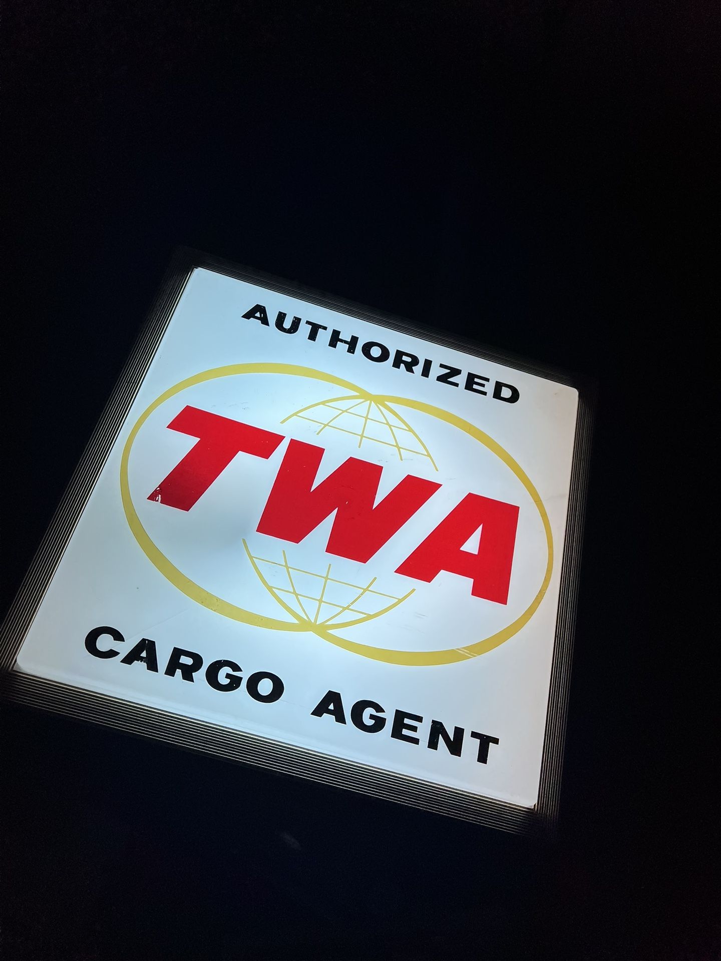 Vintage TWA Cargo Agent Light Up Sign