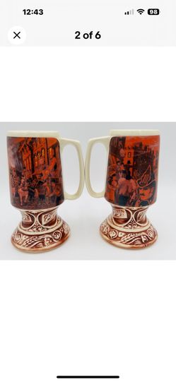 Vintage Schlitz  Set Of 2. The Chicago Fire 1871  Mugs