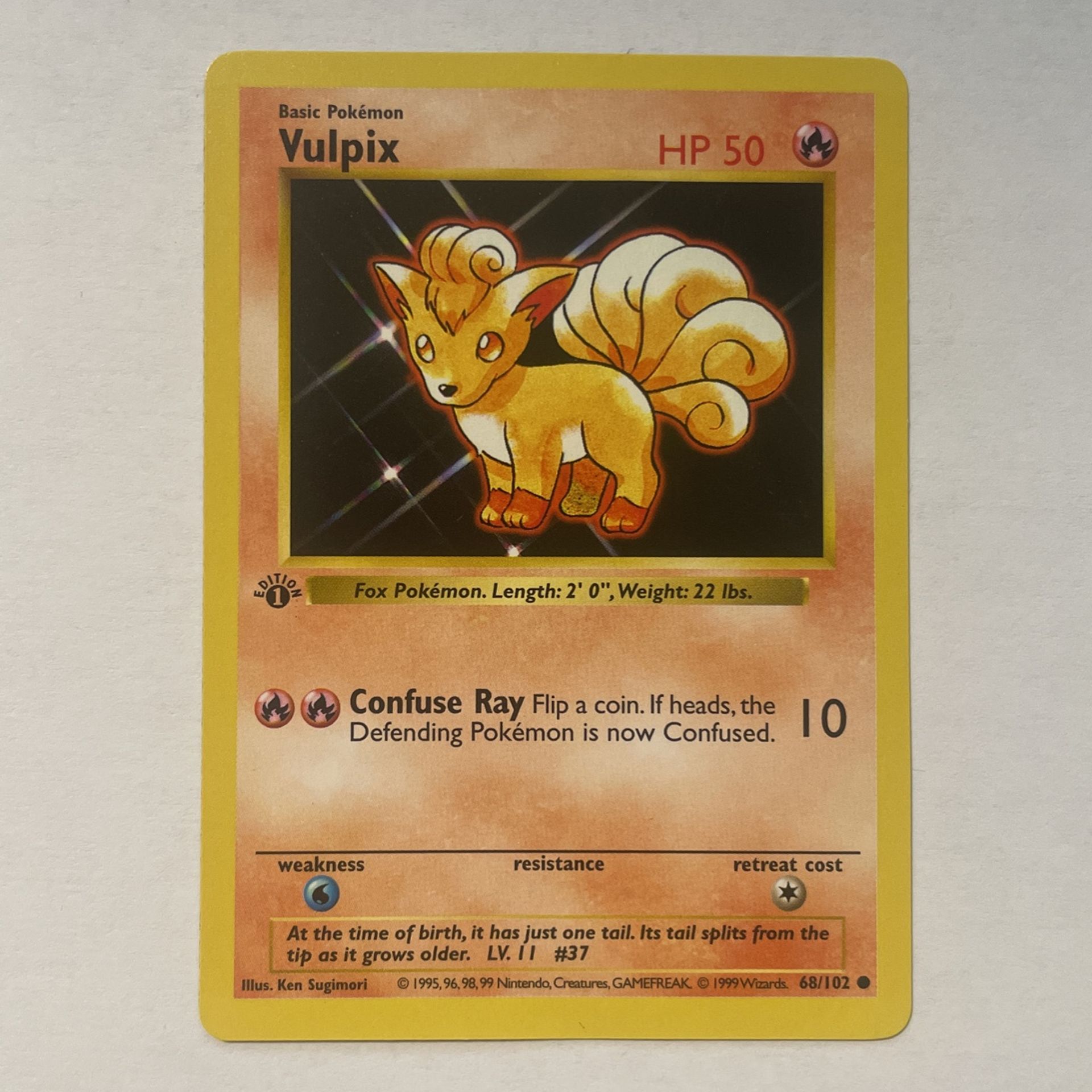 Vulpix 68/102 Base Set 1st Edition Shadowless 1999 - NM for
