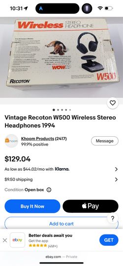 Vintage Recoton W500 Wireless Stereo Headphones Brand new