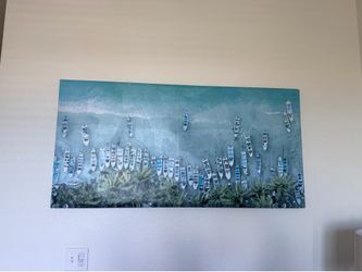 Large Aerial Beach Scene Canvas Wall Art