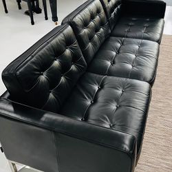ONLY 2 DAYS LEFT! REDUCED PRICE!  PREMIUM GRADE LEATHER, SMALL BATCH, BUTTON TUFTED SOFA | STEEL FRAME 