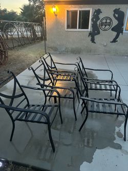 Set of 5 Black Metal Patio Chairs