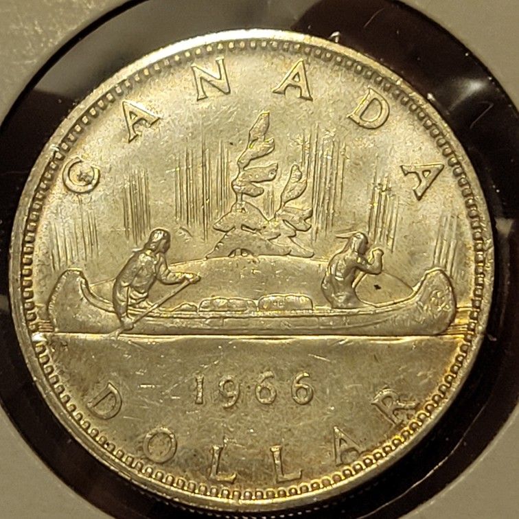 1966 Canada 1 Dollar Large Silver Coin Voyageur