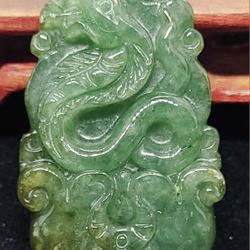 Burmese Jadeite Jade TypeA Pendant Lucky Zodiac Snake.