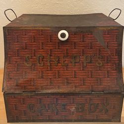 Rare Antique Schepps Cocoanut  Metal Cake/Pie Box 