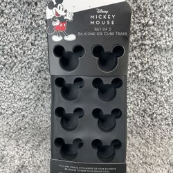 Disney Mickey Mouse Silicone Ice Cube Tray Set of 2 Black Kitchen Accessorie New