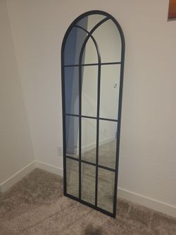 Dewfig 65"x 22" Arched Window pane Full Length Mirror, Wall Mirror, Floor Standing Mirrors, Farmhouse Long Full Body Mirrors Wall Mounted for Living R