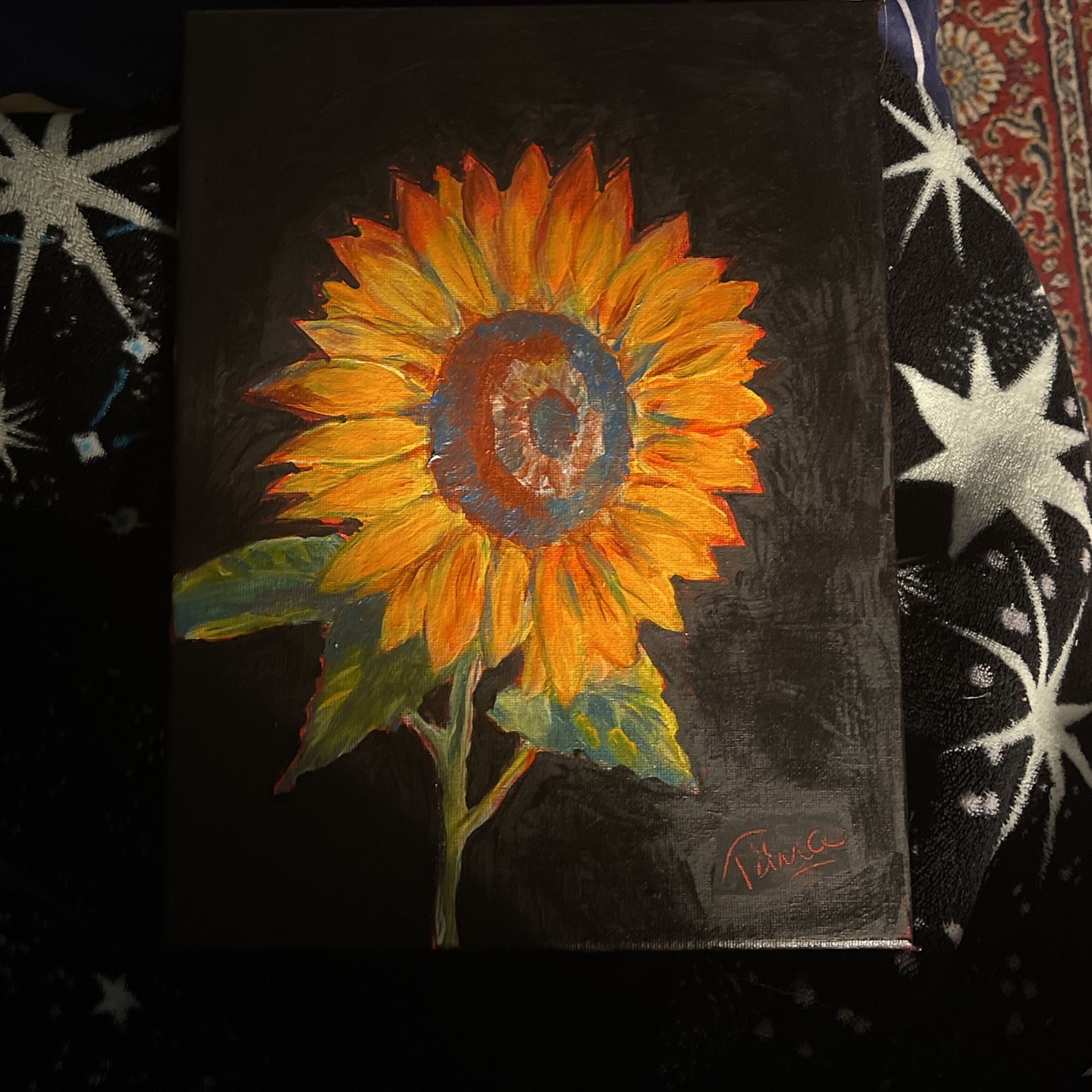 9x12” Acrylic Painting Of Sunflower