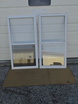 2- Nice White Storm Windows With Screens Super Clean Like New.