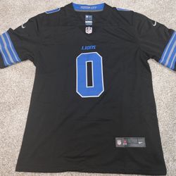 Jahmyr GIBBS #0 Black Jersey....LARGE....SEWN SLEEVES