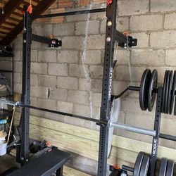 ROGUE Bench/Squat Rack + Weights Rack