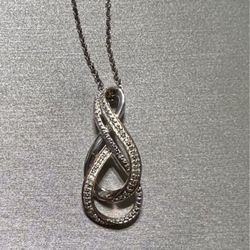 Sterling Silver Diamond And Rose Gold Necklace 