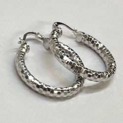 Silver Hoops 1.5“ ( 40mm )18k White Gold filled with very thick layers of solid Super light weight Hypoallergenic