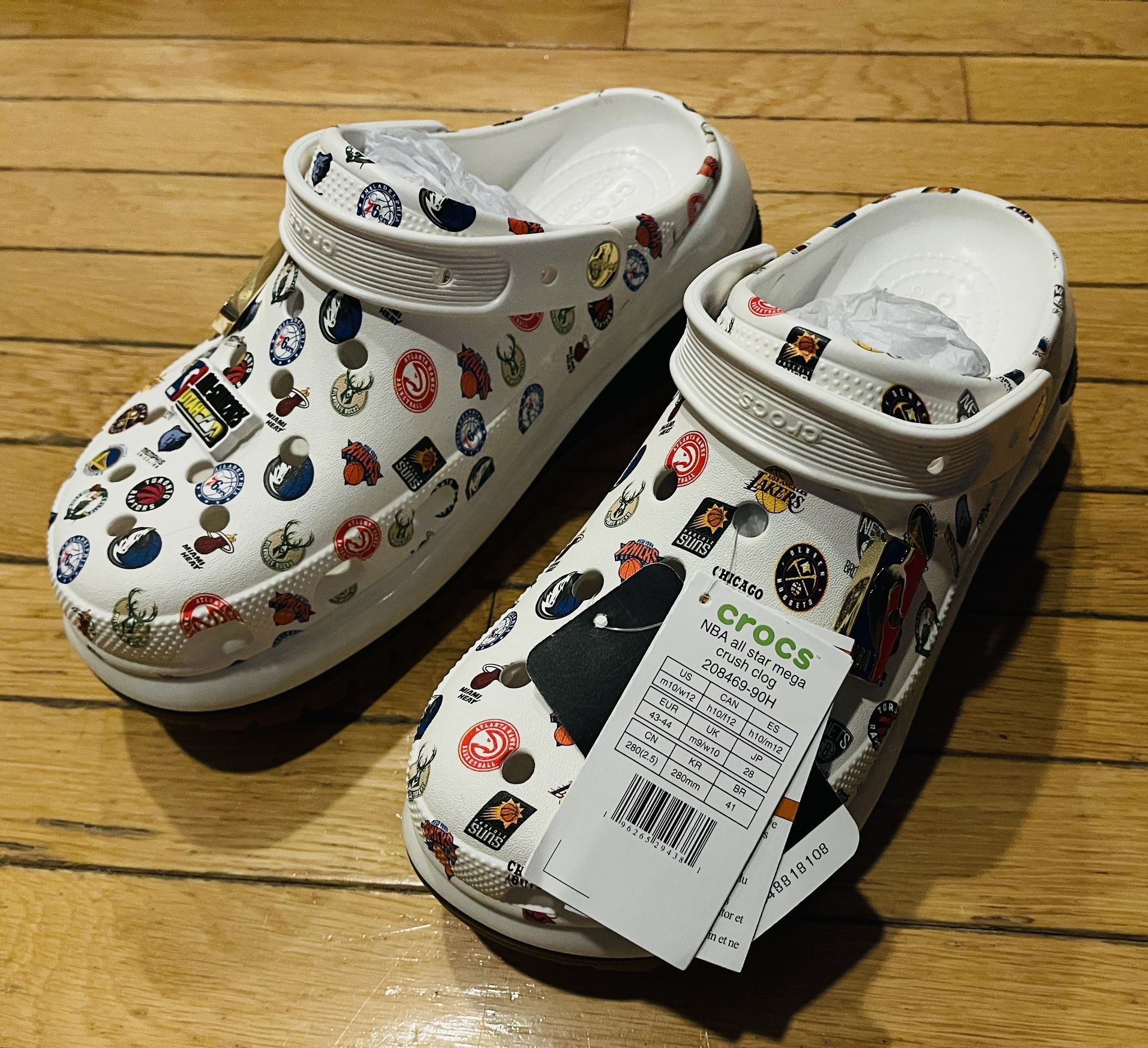 Crocs NBA All-Star Mega Crush Clog White/NBA Logos 208469 Crocs NBA All-Star Mega Crush Clog White/NBA Logos 208469