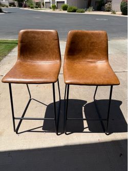 Pair of leather bar stools