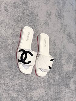 Chanel white slides/ sandals size 38