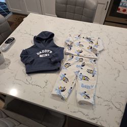 BLUEY OUTFIT AND DADDY MINI PULLOVER SWEATSHIRT SZ 6MOS SEE DESCRIPTION 