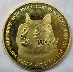 Dogecoin Commemorative Gold - Tone Novelty Coin Unc Gem