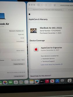 2022 MacBook Air M2 - 16/512