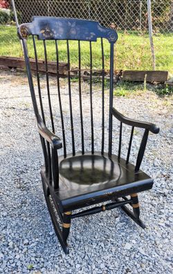 Vtg Rocking Chair Nichols & Stone Windsor 43 x 30 x 21 Hardwood w/ Black Lacquer